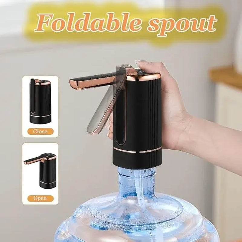 Generic Electric Water Bottle Pump Foldable Water Dispenser Pump for 1-5 Gallon Automatic Water Dispenser Countertop for RV Outdoor Travel Bedside Home Office Camping (Black)