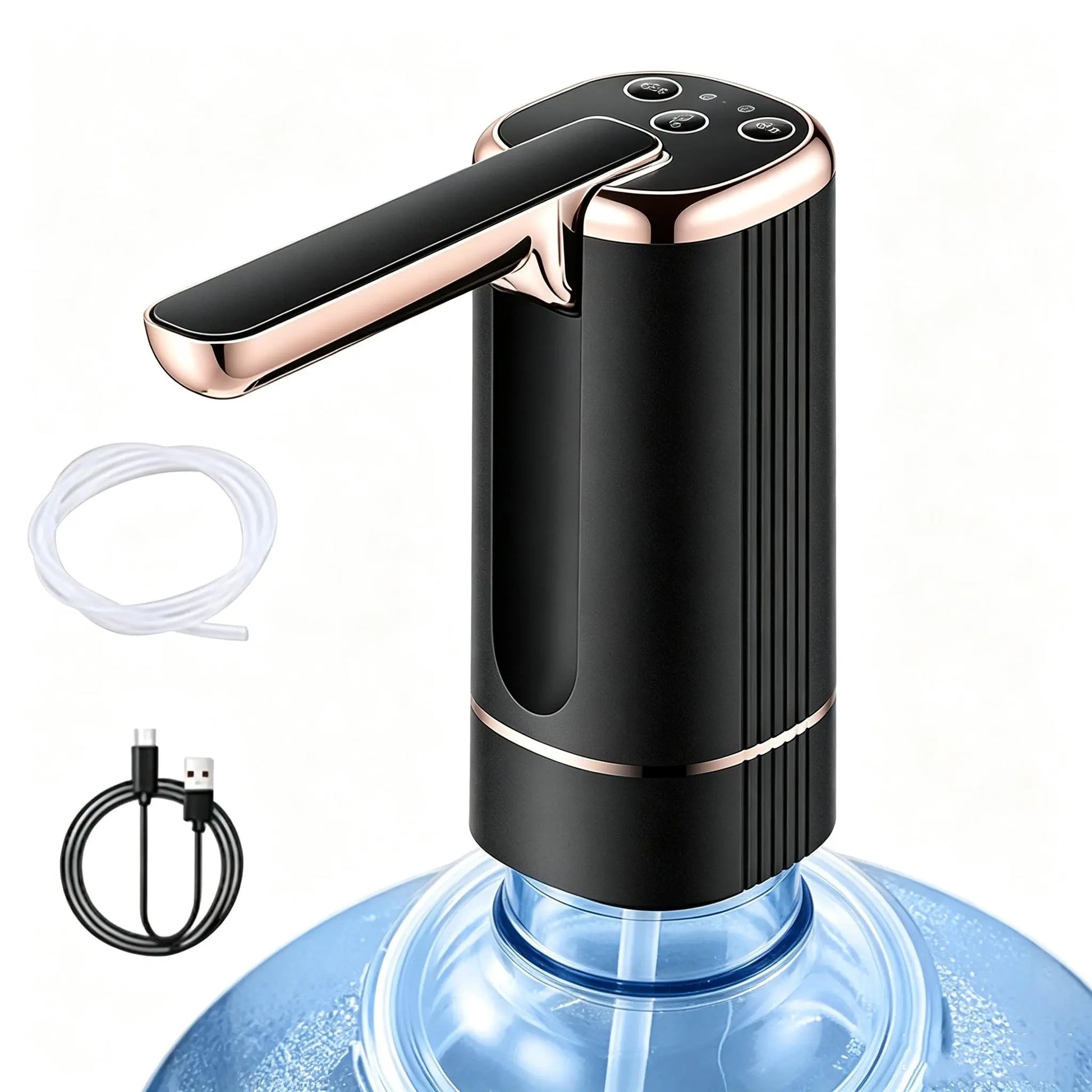 Generic Electric Water Bottle Pump Foldable Water Dispenser Pump for 1-5 Gallon Automatic Water Dispenser Countertop for RV Outdoor Travel Bedside Home Office Camping (Black)
